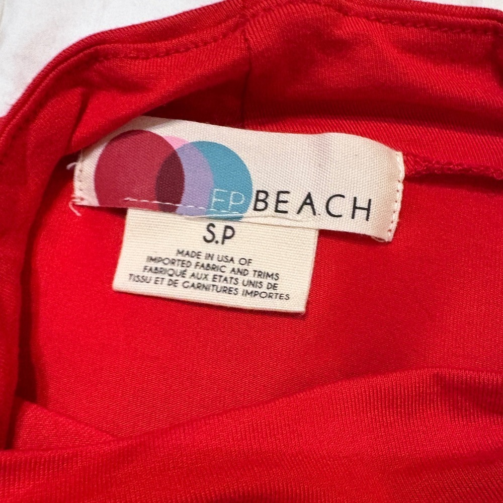 Free People Beach Red Mock Neck Bell Sleeve Mini Dress S P Made USA - Picture 4 of 8